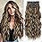 KooKaStyle Hair Extensions Light Brown mix Blonde 626D Clip in Synthetic Highlight Hair Extensions Long Wavy 4PCS Thick Hairpieces 20 Inch for Women