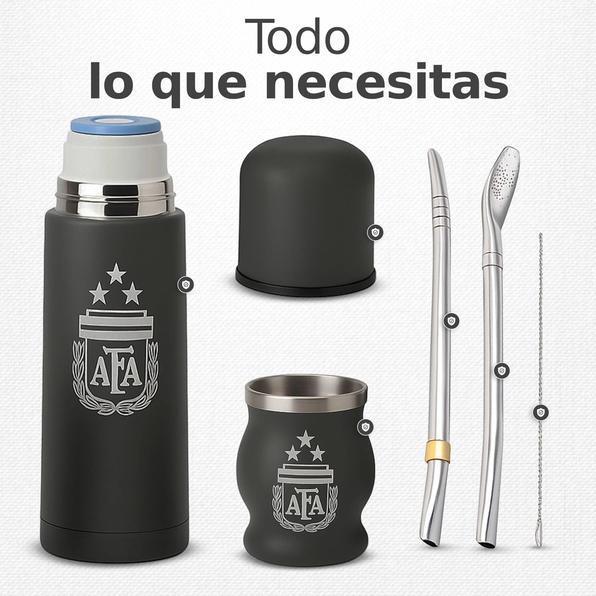 Aurum® Mate Argentino, Yerba Mate, Vajillas Completas Modernas, Te Matcha Kit, Bombilla, Yerba Argentina, Taza Calabaza, Termo Mate (D10S)