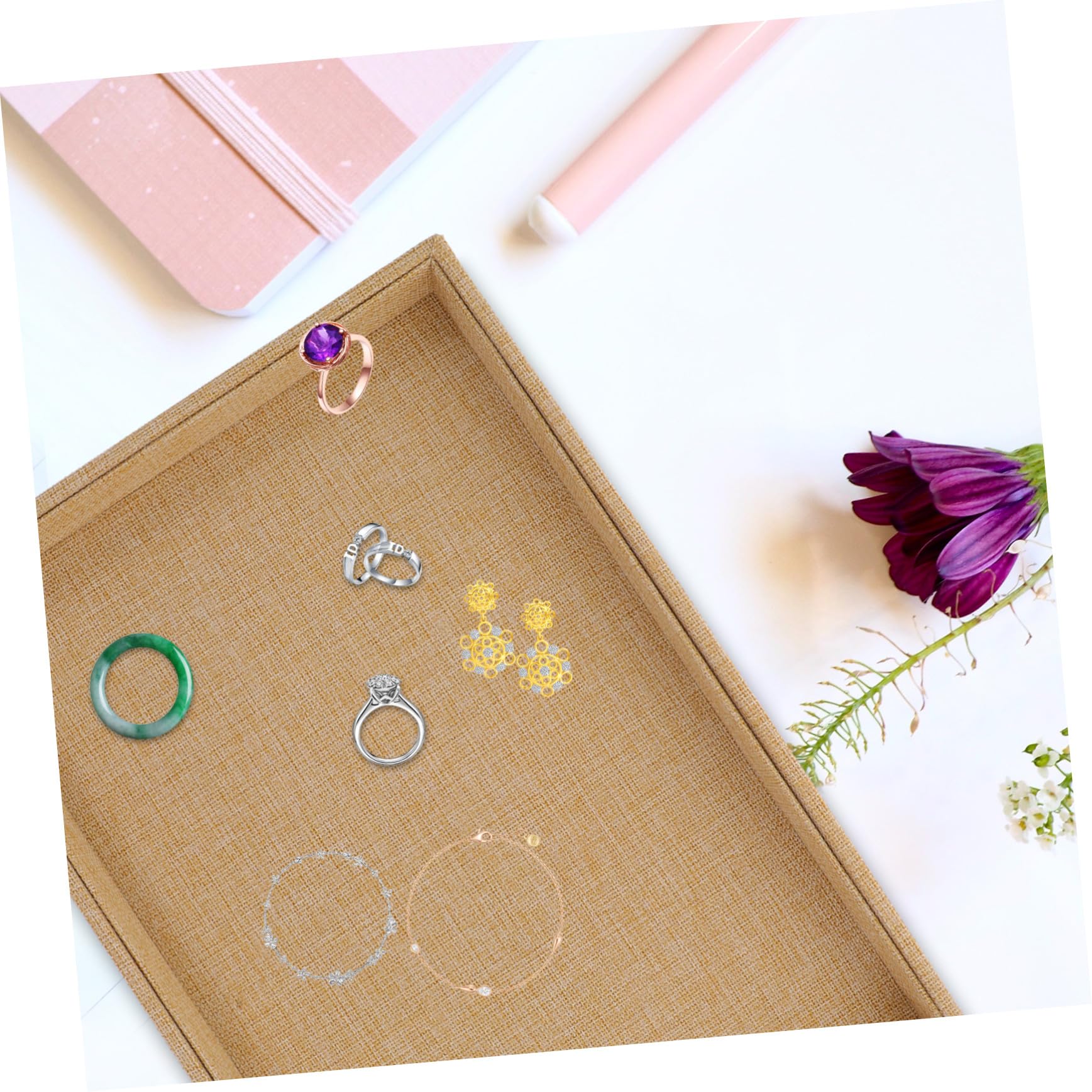 Alipis Organizador De Joyas Bandeja 3 Piezas Lino, Caja Organizadora Para Collares, Anillos y Pendientes, Portátil y Funcional Para Mujeres, Adecuado Para Almacenamiento y Exhibición Hogar