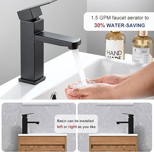 Vista 11 de Combo de lavabo de baño de 16 pulgadas para espacio pequeño, juego de gabinete de baño montado en la pared con lavabo de resina blanca, grifo negro