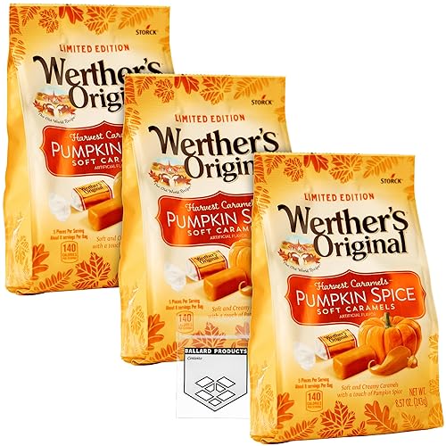 Miniatura 1 de Werthers - Caramelos suaves originales de especias de calabaza a granel paquete de 3 bolsas  Caramelo suave Werthers  Caramelos suaves de especias