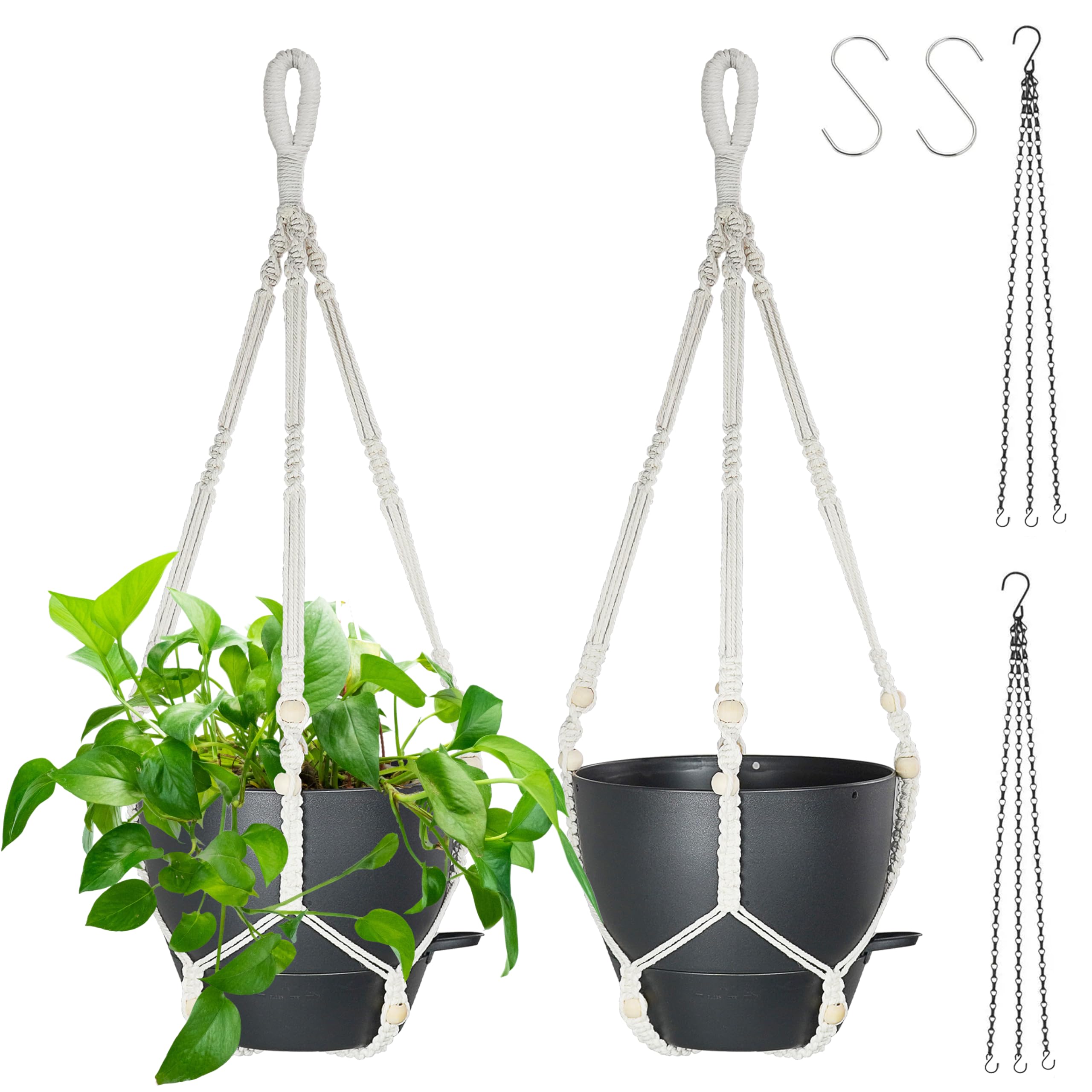 Snapklik.com : 10 Inch Hanging Planters For Indoor Plants, 2 Pack Self ...