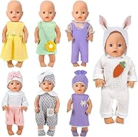 ARTST 7 Sets 14-18 Inch Reborn Baby Doll Clothes with Hats Socks - Fits 15 Inch Bitty 16 Inch Dolls Outfits