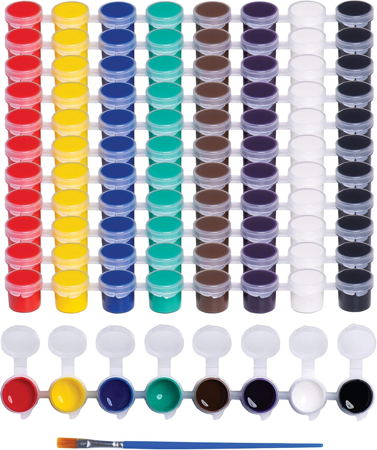 Washable Paint Set for Kids Arts and Crafts Projects - Bulk Set of 12 Non-Toxic Washable Paint Sets - Perfect for Home, Classroom and Birthday or Art Party - Includes 12 Filled Paint Strips with 8 Vivid Mixable Colors and 12 Premium Paintbrushes : Toys & Games