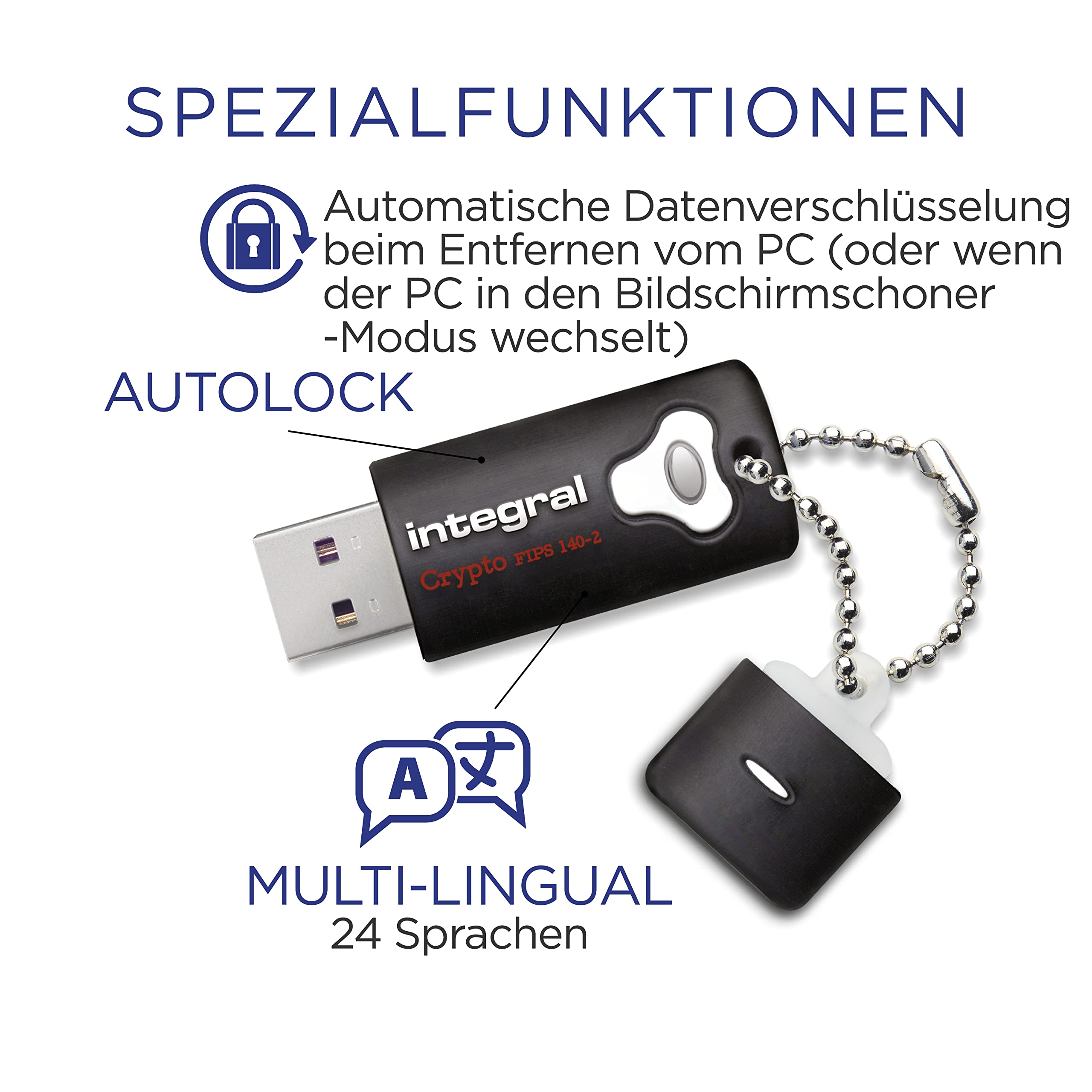 Integral 16GB Crypto-140-2 256-Bit 3.0 USB Stick verschlüsselt - USB Stick Passwort geschützt FIPS 140-2 Level 3 zert. Robustes – Bild 4
