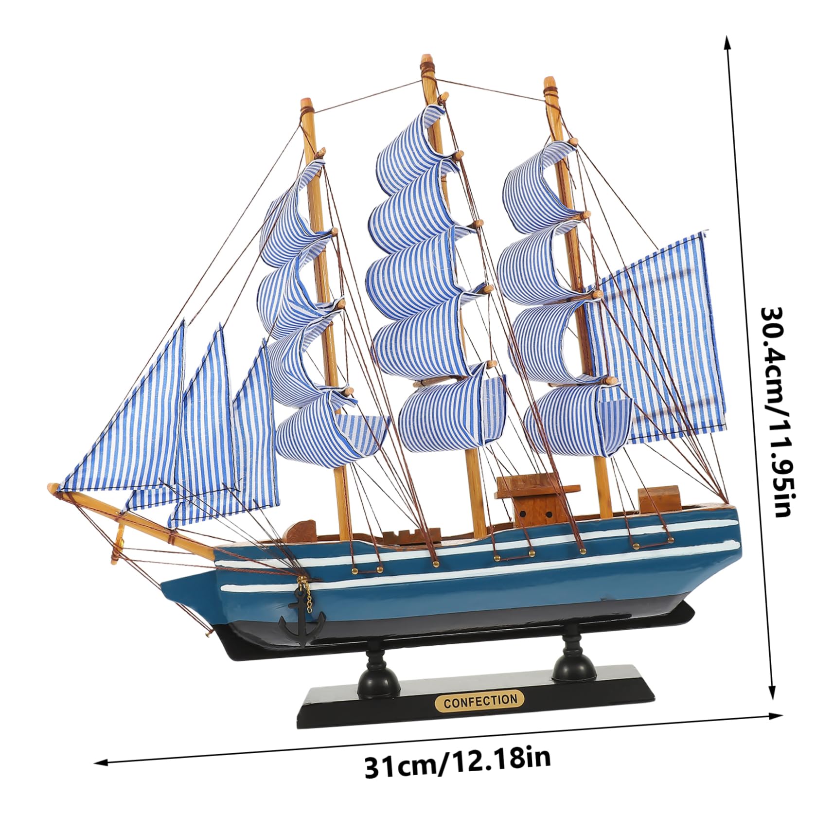 SOLUSTRE Wooden Sailboat Model Decor Nautical Tabletop Statue for Home Office Mediterranean Style Sailing Chic Sailing Enthusiasts