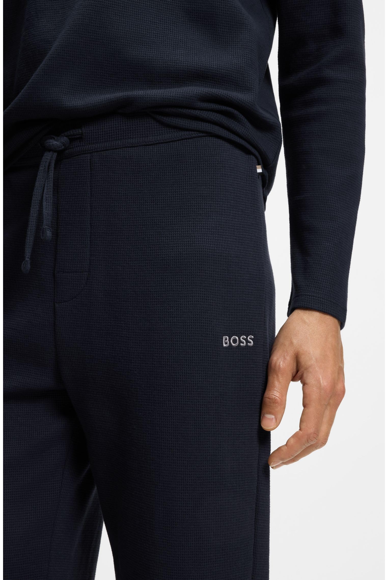 BOSS Bas De Pyjama en Coton Mélangé À Logo Brodé