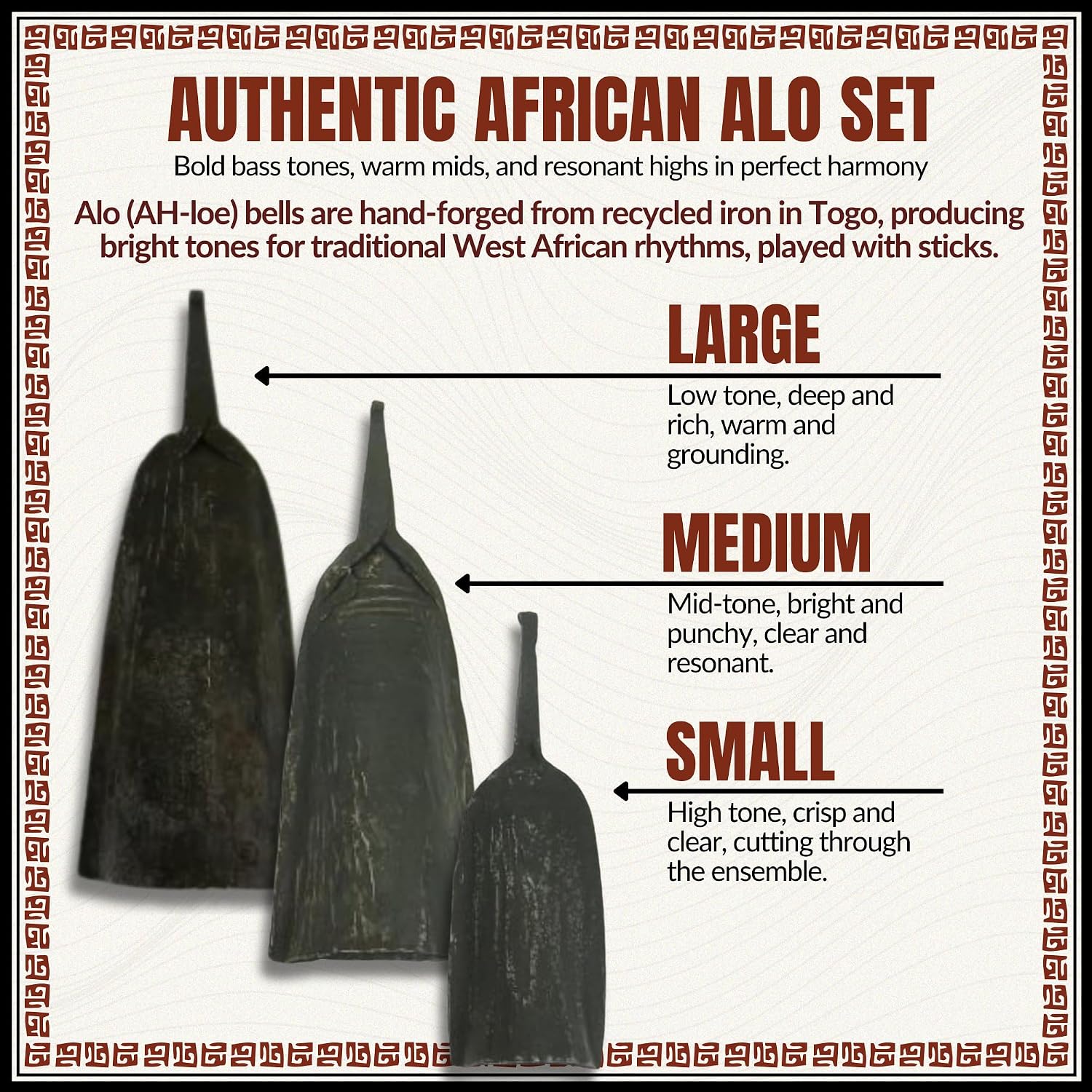 Africa Heartwood Project Alo Bell Set - Togo Iron Bell - Set of 3