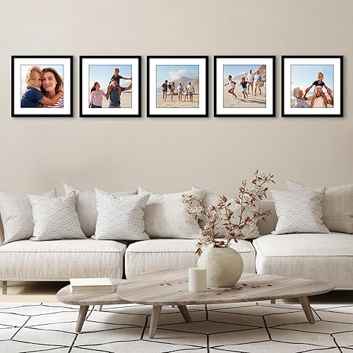 Vista 550 de Americanflat Portarretratos de 5 x 6 pulgadas con plexiglás pulido, juego de 5 portarretratos de 2 x 3 pulgadas con paspartú o para fotos de 5 x 6