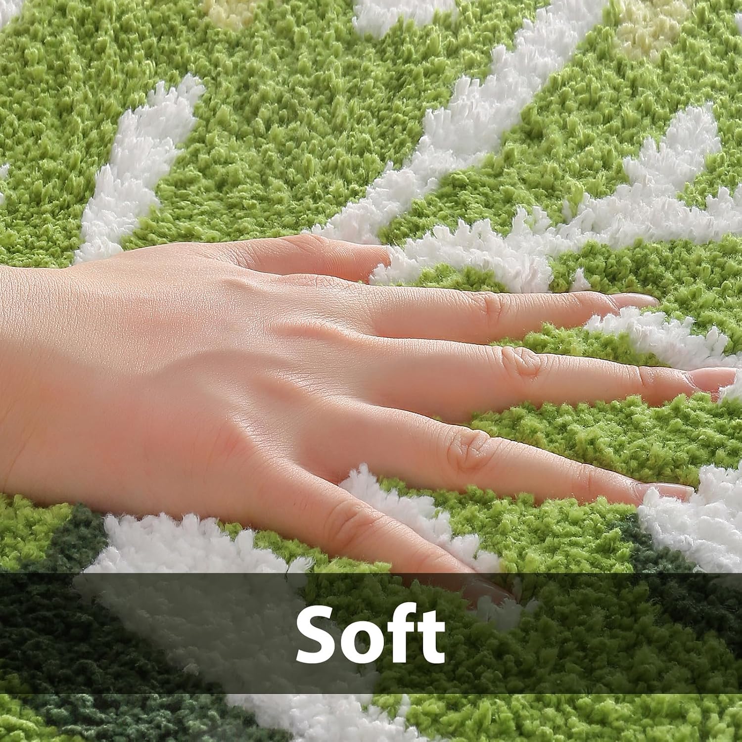 Green Leaf Bath Mat,,31"×24" Runner Soft Fluffy Cute,Ultra Non Slip Back,Palm Round Thick Microfiber Plush Fun Kitchen, Absorbent Hallway Bathroom Rugs Home Decor, Toilet, Bedroom Machine Washable
