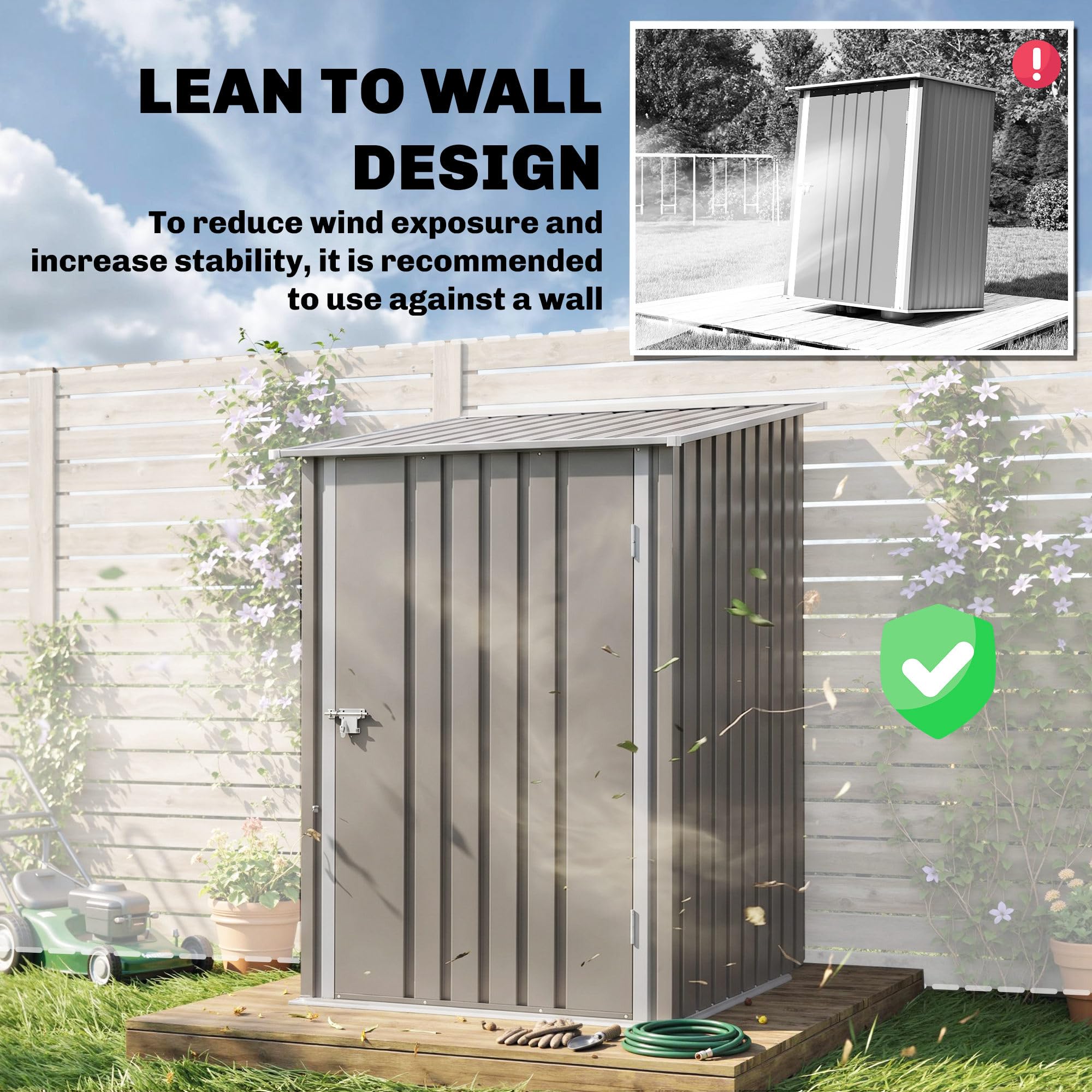 Outsunny 3' x 3' Lean-to Garden Storage Shed