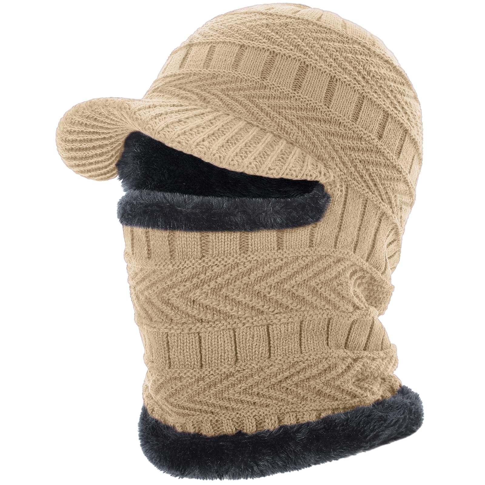 Winter Balaclava Beanie Hat Knitted Ski Mask for Men Women Thermal Lining Hats for Skiing Cycling Sports