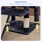 Heybly Grand arbre de chat pour grand chat, 80-inch Tour de chat multi-niveaux pour les chats intérieurs avec grande base, Condo Meubles 2 Perches en peluche élargie, tableau d'éclaboussures et grandes grottes, gris fumé HCT038G