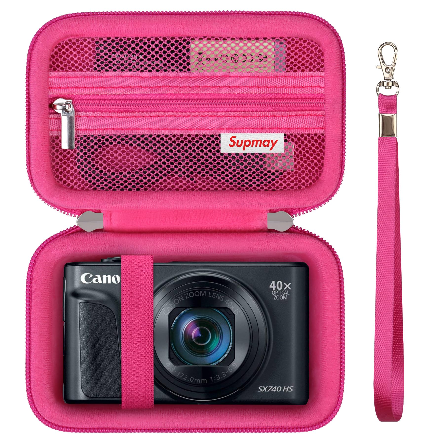 Hard Carrying Case for Canon PowerShot SX740 HS/ SX730 HS/ SX720 HS/ SX620 HS/ G7 X Mark III/ G7 X Mark II Digital Camera, Storage Holder Travel Bag with Mesh Pocket for Battery Pack, Rosered