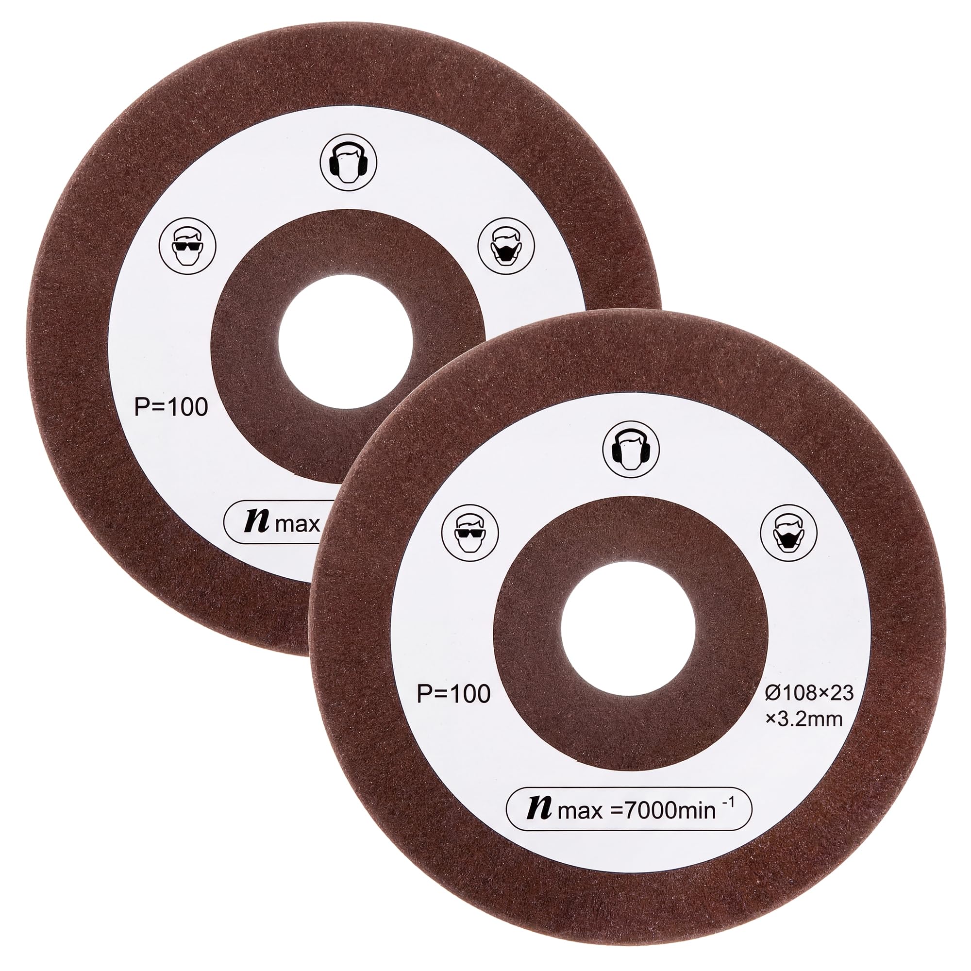 BBTO Mola abrasiva di ricambio in 2 pezzi compatibile con Einhell, diametro 108 mm, attacco 23 mm, grana P100, mola abrasiva per affilatura catene per seghe compatibile con Einhell