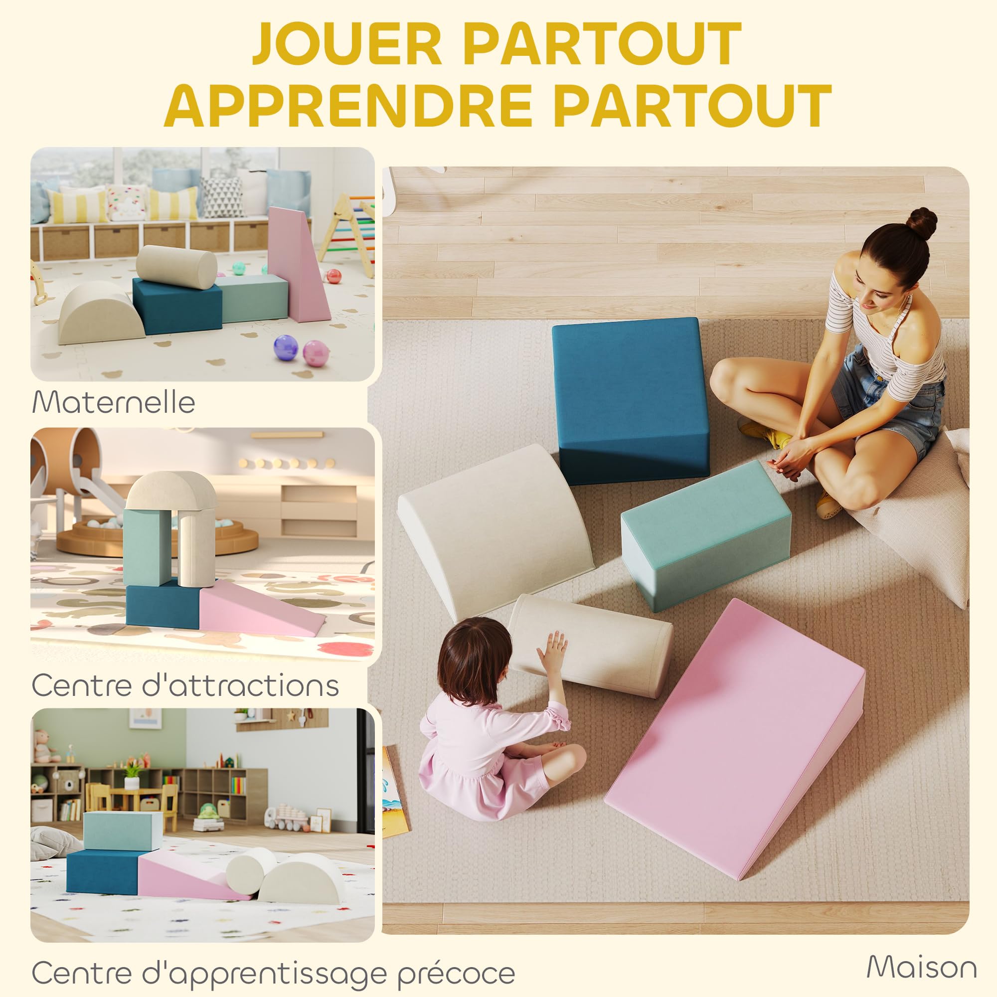 AIYAPLAY 7 PCS Parcours motricité bébé en Mousse, Module motricité bébé avec Housse Amovible et Lavable, Jouets éducatifs pour Enfants d'âge préscolaire dans Chambre, Salle de Jeux, Multicolore AIYAPLAY 7 PCS Parcours motricité bébé en Mousse, Module motricité bébé avec Housse Amovible et Lavable, Jouets éducatifs pour Enfants d'âge préscolaire dans Chambre, Salle de Jeux, Multicolore