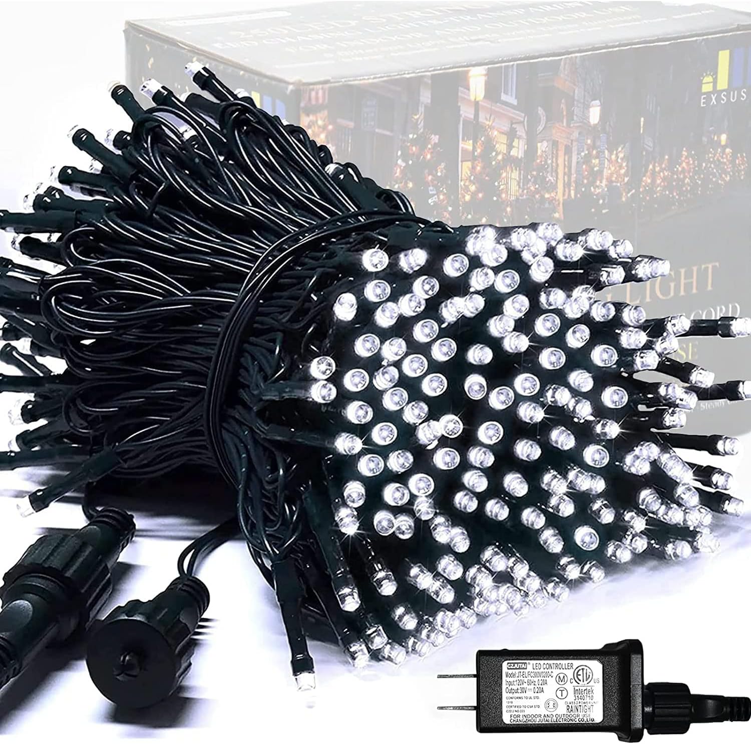 JMEXSUSS 250 LED White Christmas String Lights, 91.5ft