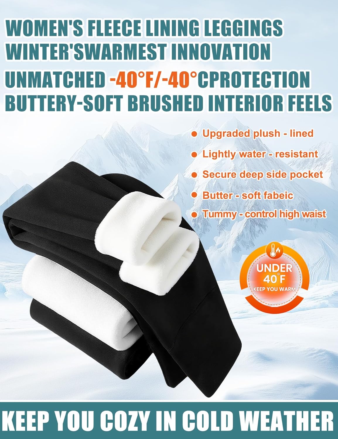 BLUEENJOY Fleece Lined Leggings Women –Thick Winter Warm Thermal High Waisted Tummy Control Workout Women's Soft Yoga Pants - Image 5