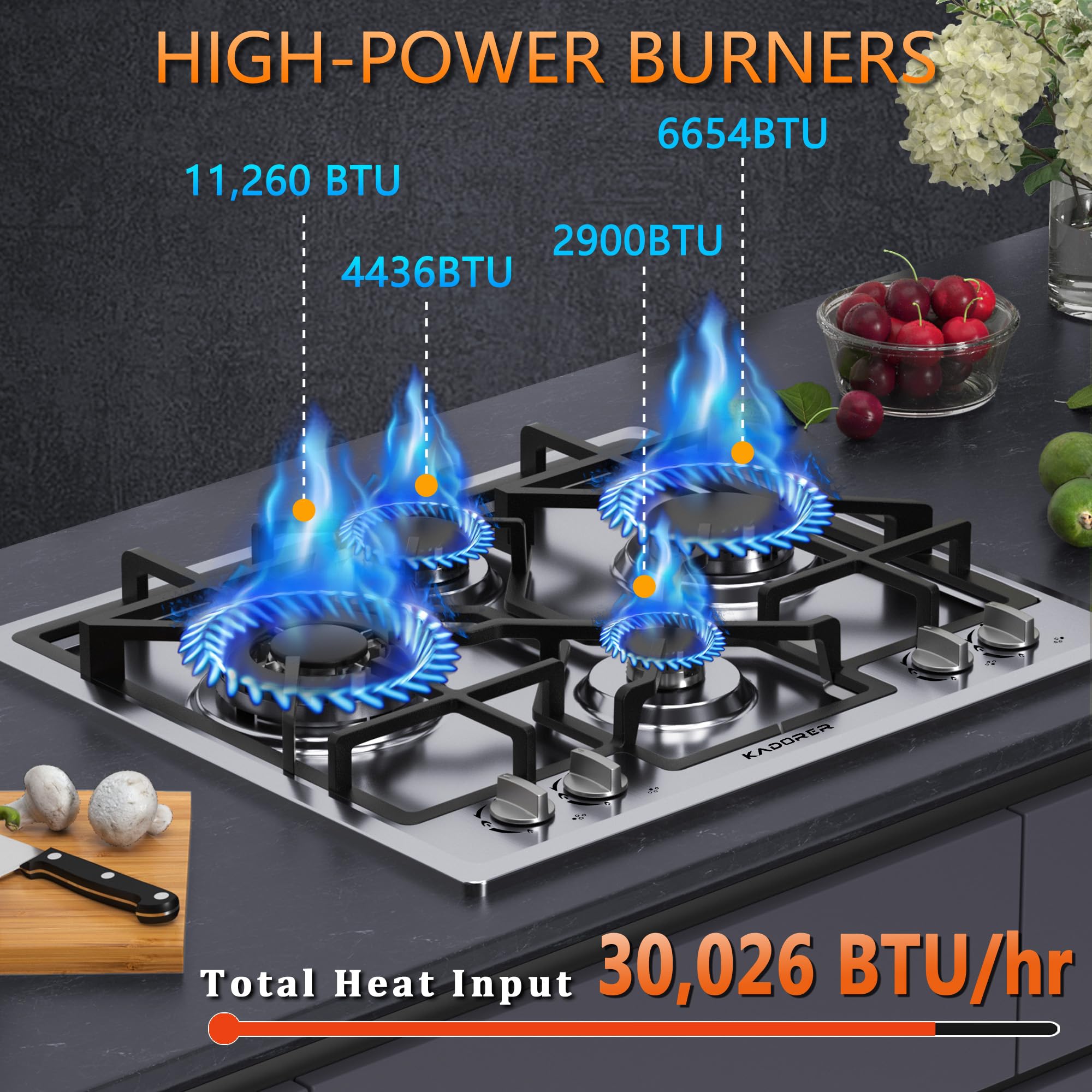Amazon.com: 24 inch Gas Cooktop, Bulit-in Gas Stove Top with 4