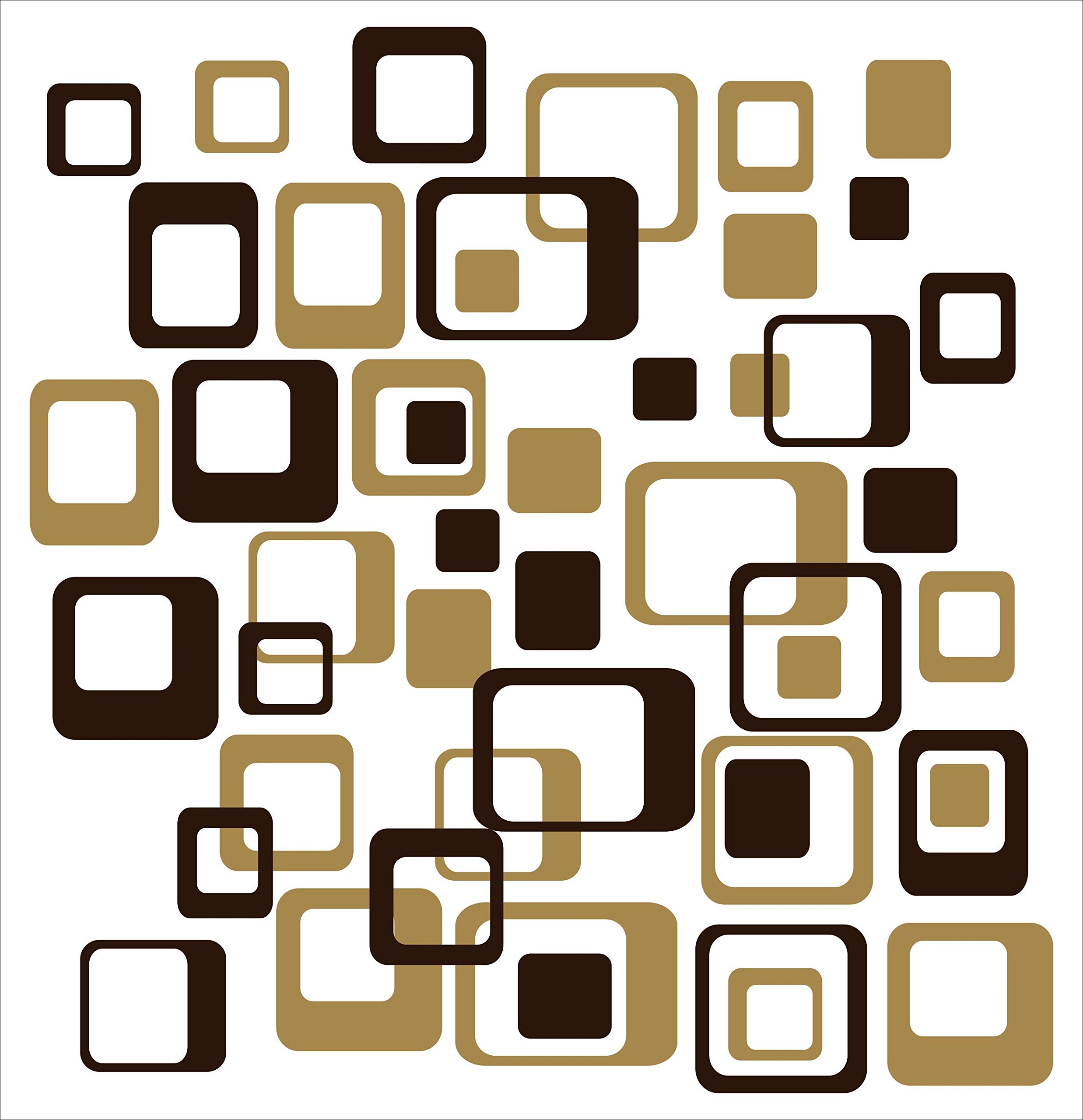 Wall Decor Plus More WDPM1044 Calcomanía de vinilo para pared con diseño divertido de R/cuadrados, 40 piezas, 2 colores, retro, formas divertidas, fáciles de despegar y pegar, color marrón chocolate