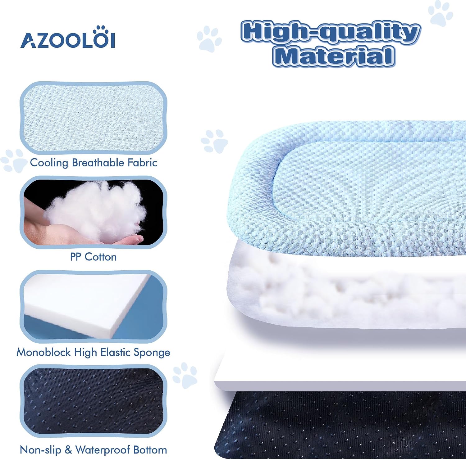 review Dog Cooling Bed, Summer Pet Cooling Bed with Anti-Slip Bottom, 23.6