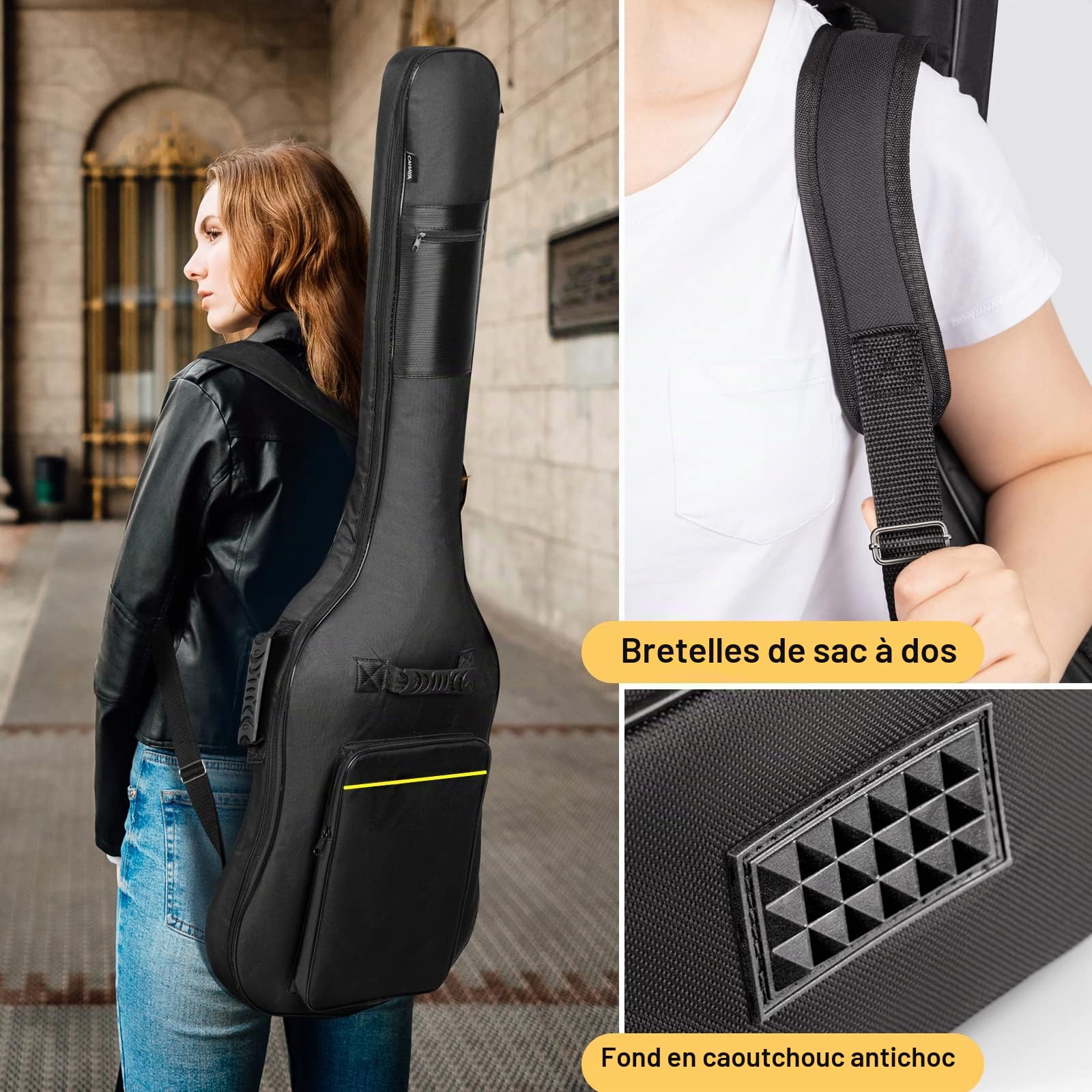 CAHAYA Housse pour Guitare Basse électrique Gigbag Sac à Dos étui Souple rembourré Sac à Dos Noir rembourré Etui Souple pour Guitare Basse