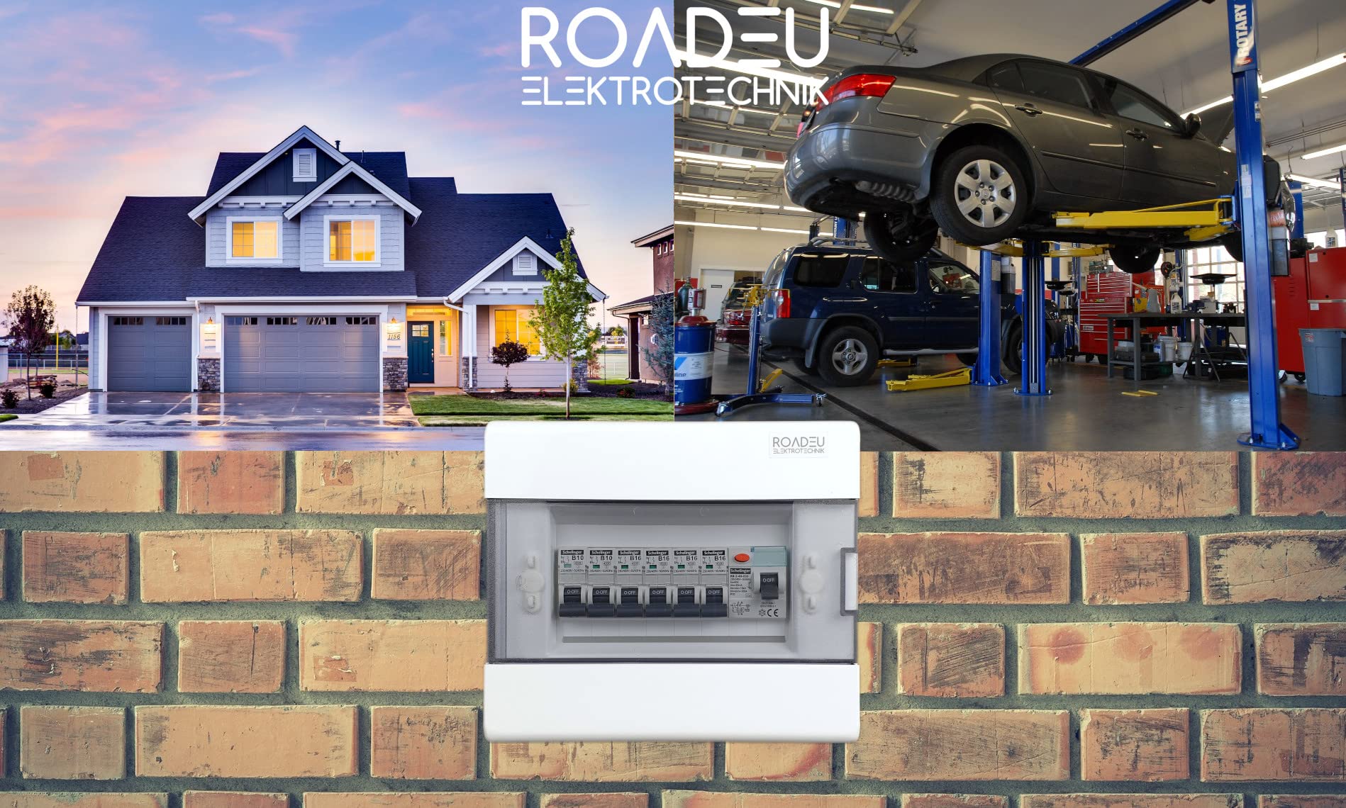 RoadEu - Centralino e quadri di distribuzione da parete – Interruttore Differenziale 40A 2P – B16A automatico e B10A 4+2 in una scatola di distribuzione a parete – Quadro Elettrico fusibili a parete