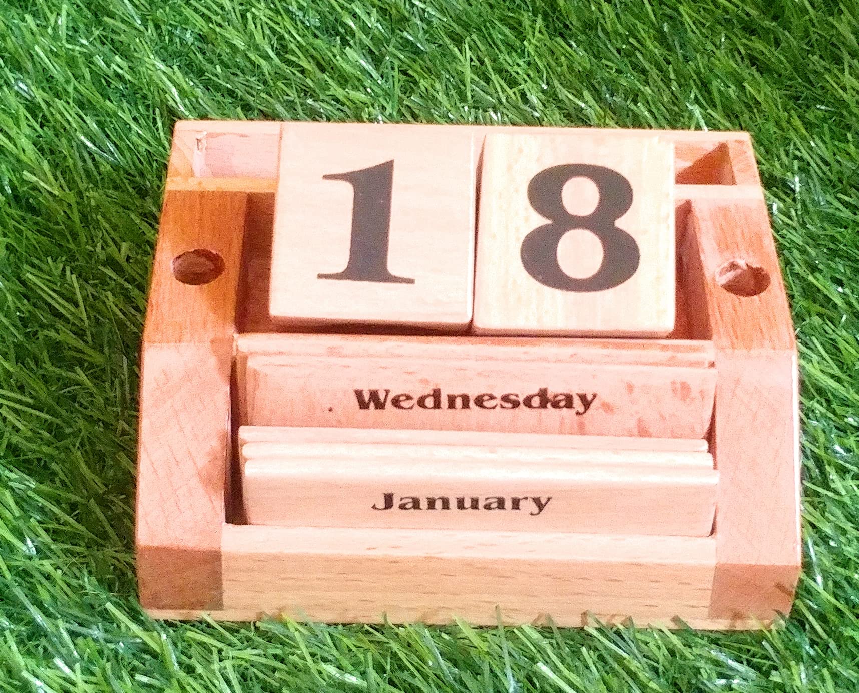 Crafts India® Wooden channapatna Never Ending Date Calendar- Date Changer with 5 Compartments -Multi Color Pack of 1-11 cms-image-40