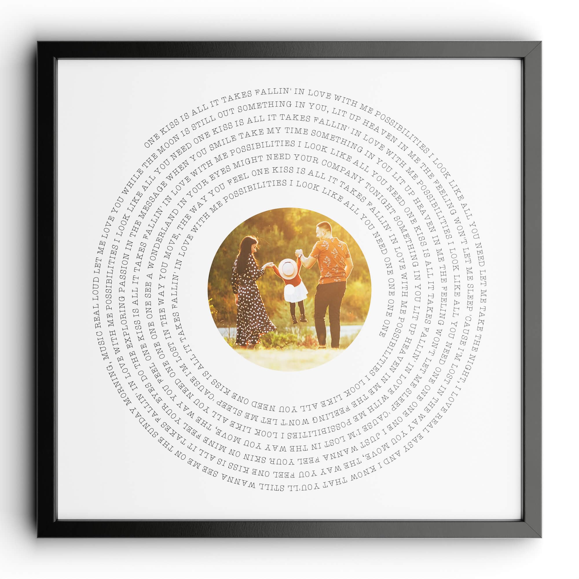 Personalised Vinyl Record Song Lyrics Poster - Custom Wedding Anniversary Birthday Keepsake Gift - Valentines Unique Vinyl Print - Dad Gifts - Upload Any Photo (Design 4 - Transparent, Square)