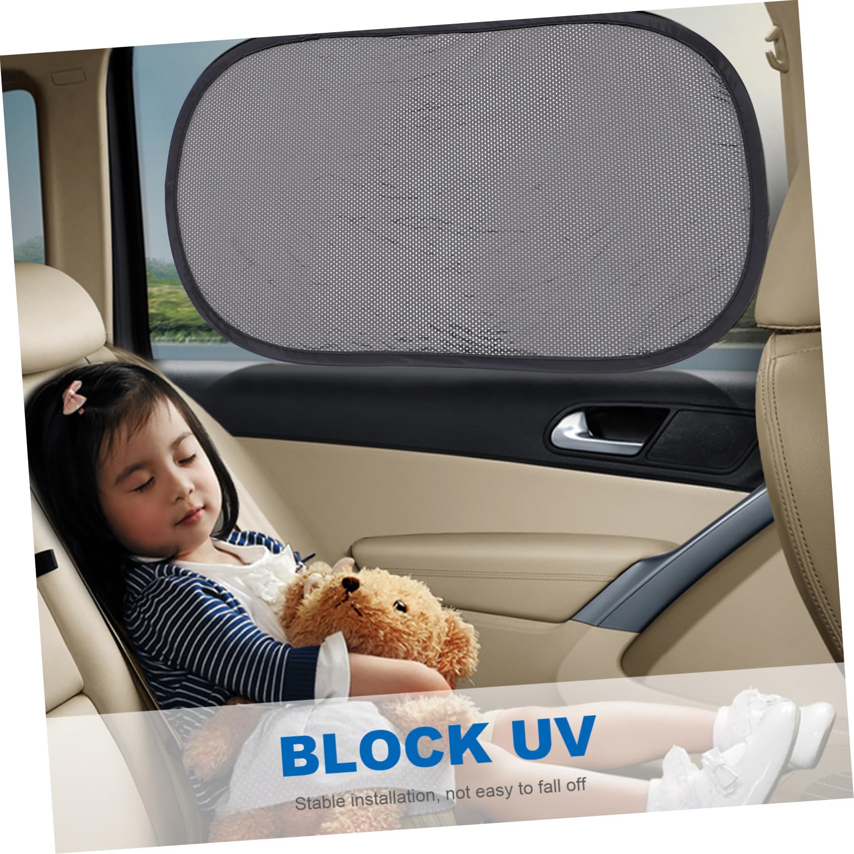 ULTECHNOVO Ombrello Colla Veicolo per in Protezione e Finestrini Laterali Facile da Rimuovere, Materiale Tessuto Argento Titanio Estive Vacanze Auto