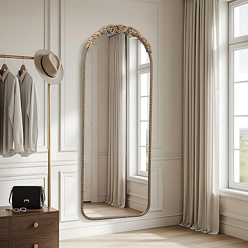 Miniatura 12 de Besdomus Espejo Grande Arqueado Dorado: Espejo Vintage Barroco Francés de 40" x 30" - Espejos Antiguos Ornamentados Tradicionales para