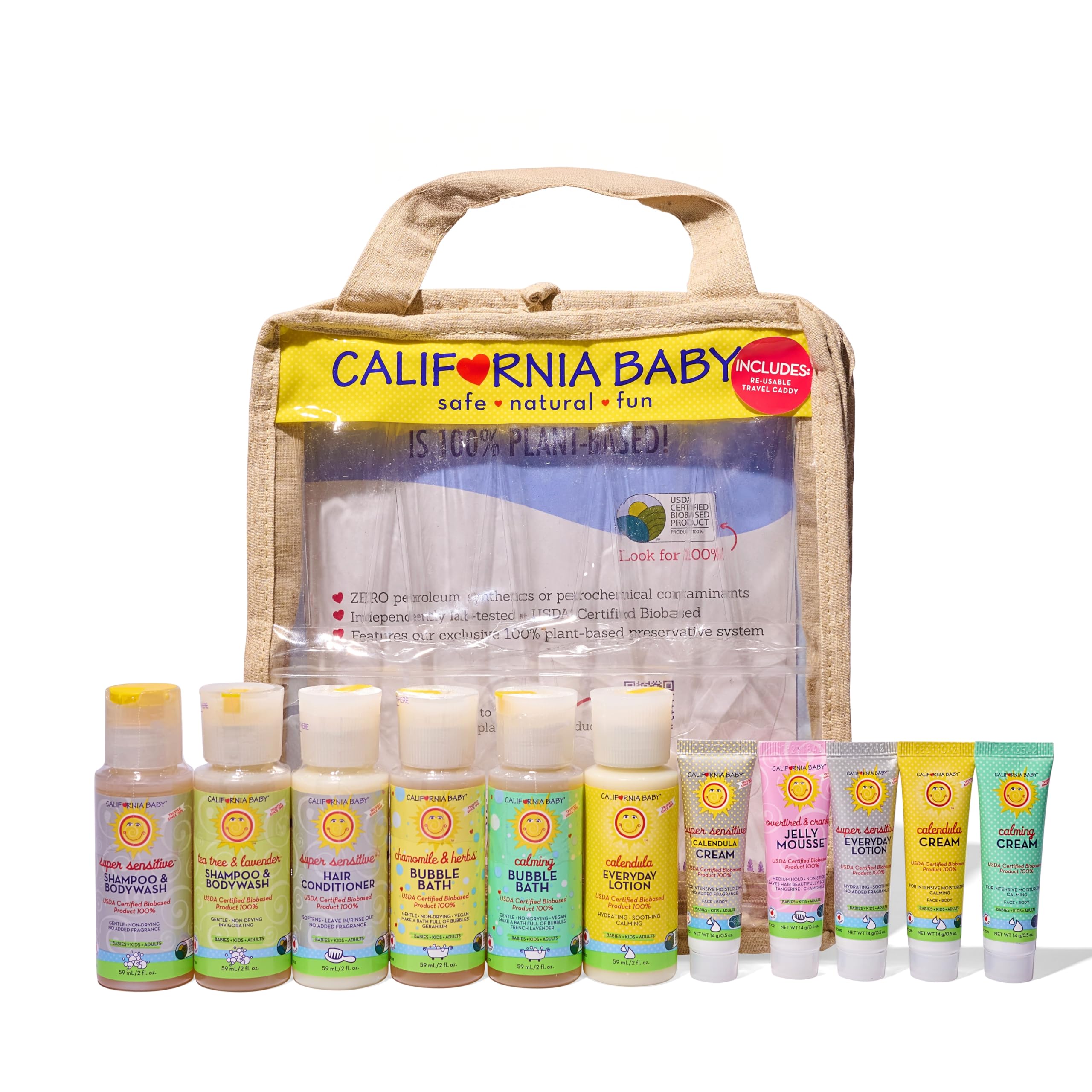Travel Essential Kit | Travel Shampoo and Conditioner, Cream, Bubble Bath and More | 100% Plant-Based Baby Bath Set | Hypoallergenic |