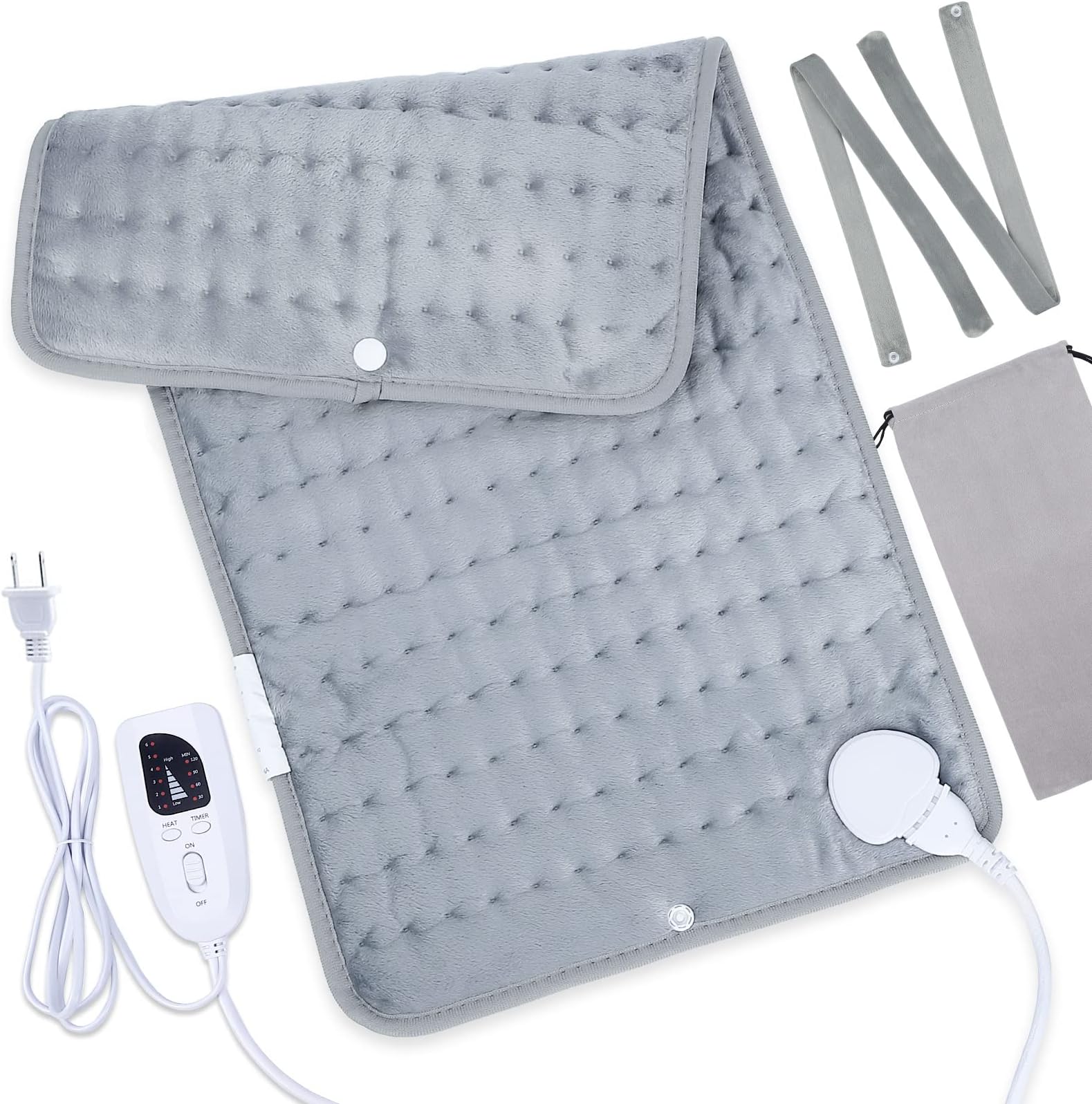 Heating Pad, HAUSPROFI Electric Heat Pad for Back Pain/Period Cramps Relief/Shoulder Pain - Ultra Soft Comforatable with 6 Temperature - 4 Timer - Machine Washable,12” x 24”