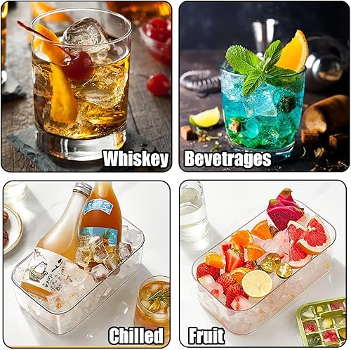 Miniatura 5 de Bandeja para cubitos de hielo con tapa y contenedor para congelador, bandeja para cubitos de hielo de 64 cubos, apilable, de fácil liberación,