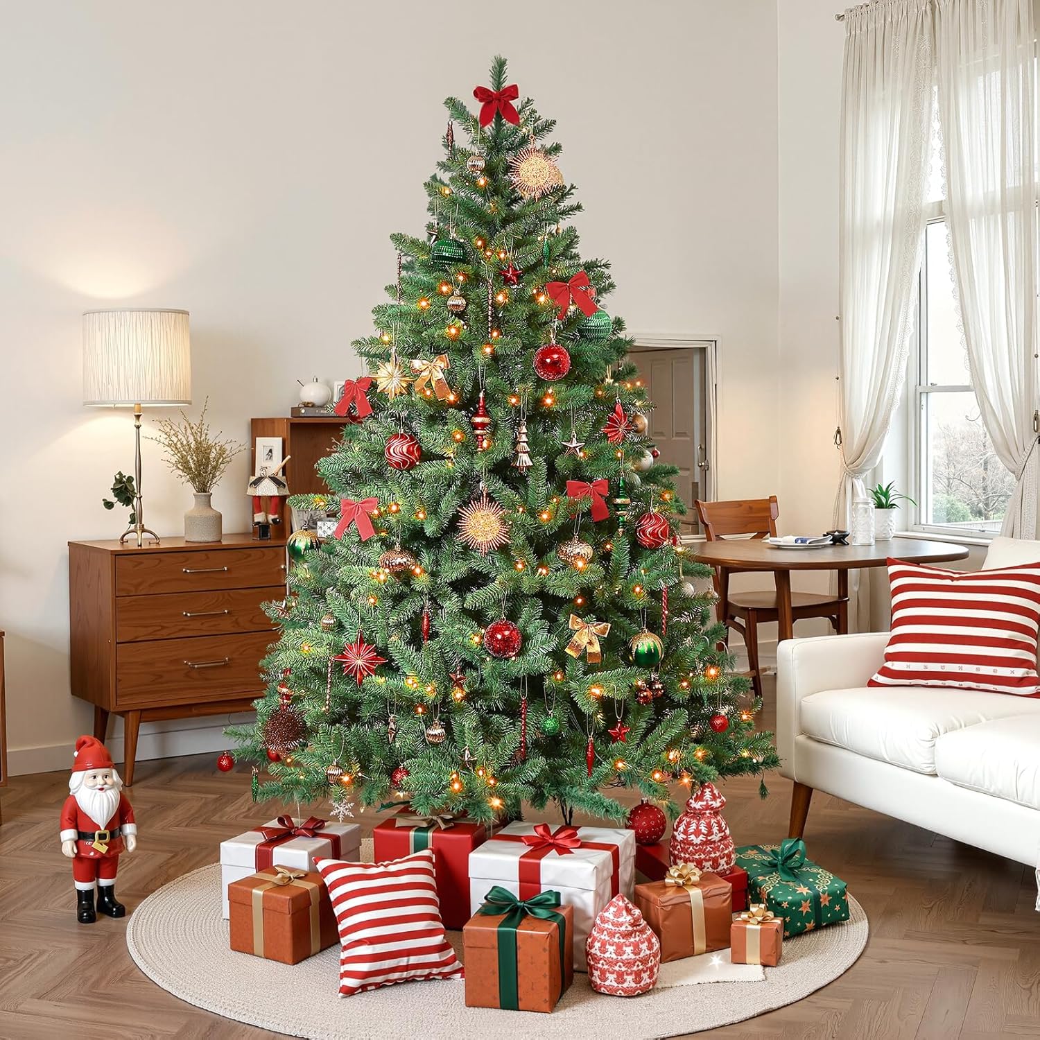 SHareconn 80pcs Christmas Balls Ornaments Set, Contemporary Luxury Gift Set, Shatterproof Plastic Decor for Xmas Tree Holiday Wedding Party Decorations with Hanging Strings, Red Green and Gold