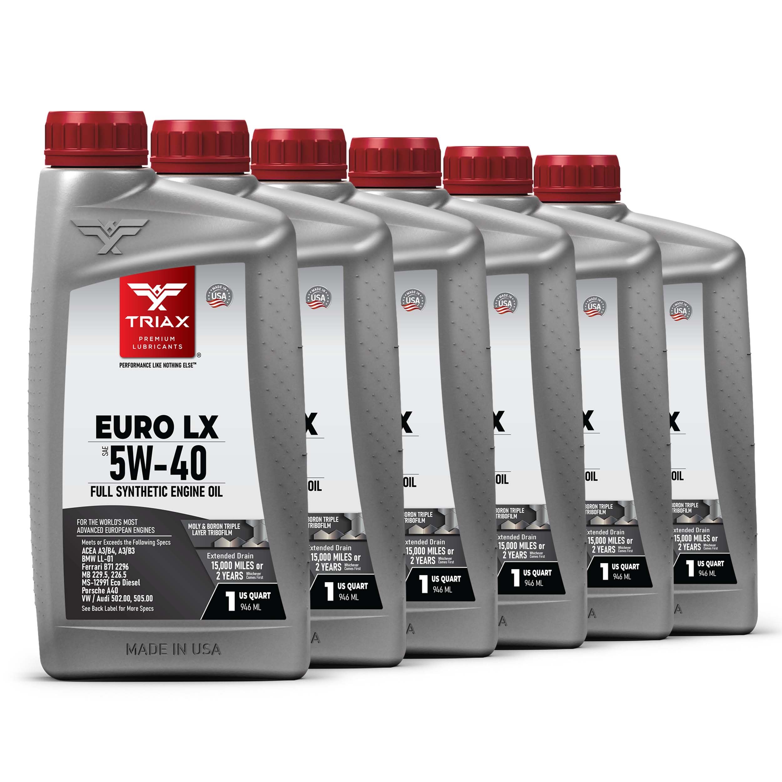 TRIAX Euro LX 5W-40 Aceite de Motor totalmente sintético para Automóviles Europeos de Alto Rendimiento (6 × 0,946 L (6×1 cuarto))