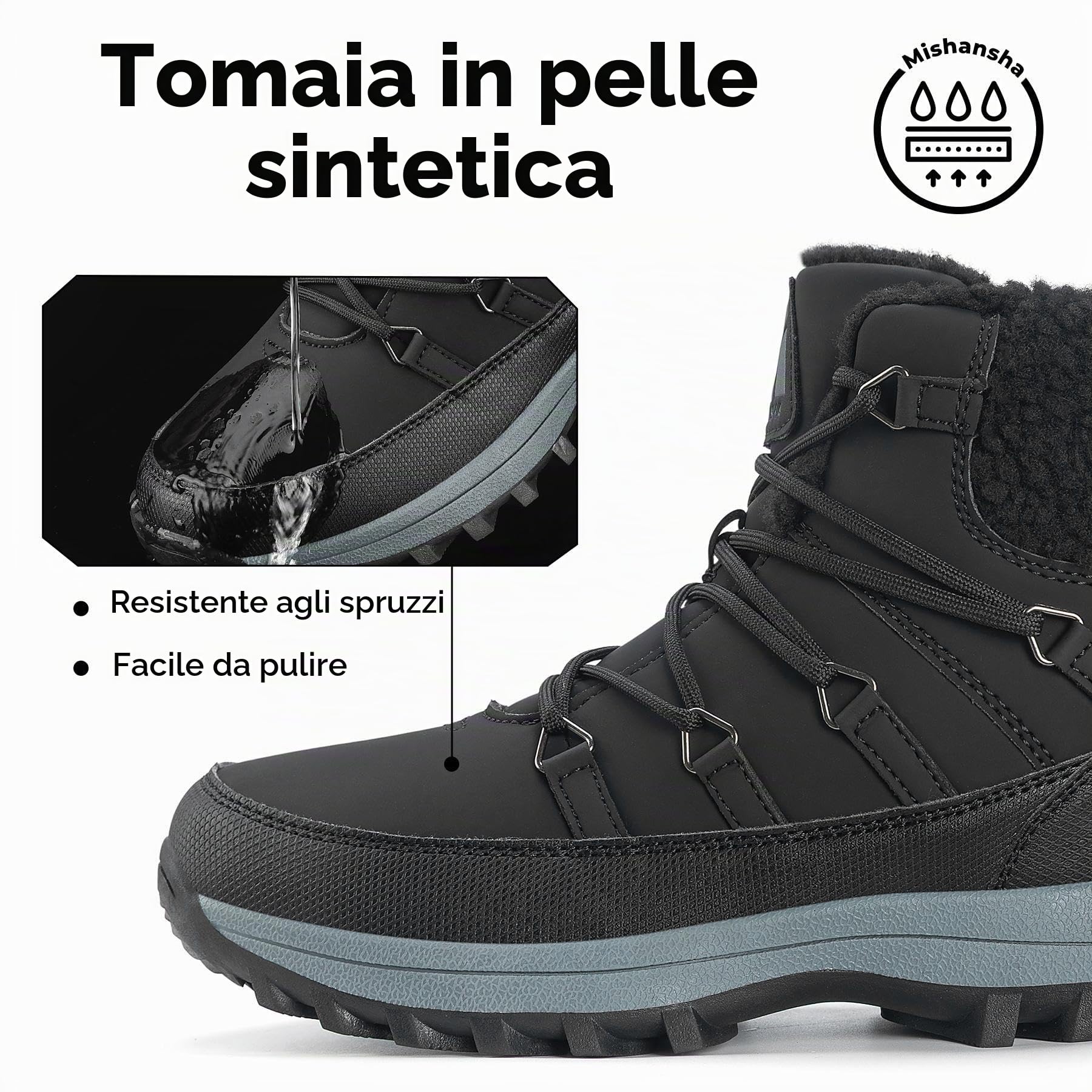 Mishansha Stivali Donna Invernali Stivaletti Neve Calde Scarponcini Pelliccia GR.36-42