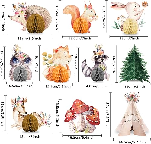 Miniatura 2 de Decoraciones para baby shower con diseño floral de bosque y panal, centros de mesa con diseño de flores rosadas, flores bohemias y criaturas del