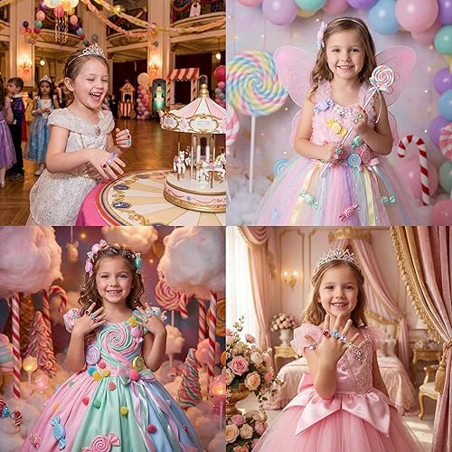 Miniatura 7 de 36 piezas de anillos de gemas de strass para niñas pequeñas, ajustables, estilo de color aleatorio, anillos de diamante para jugar para niños