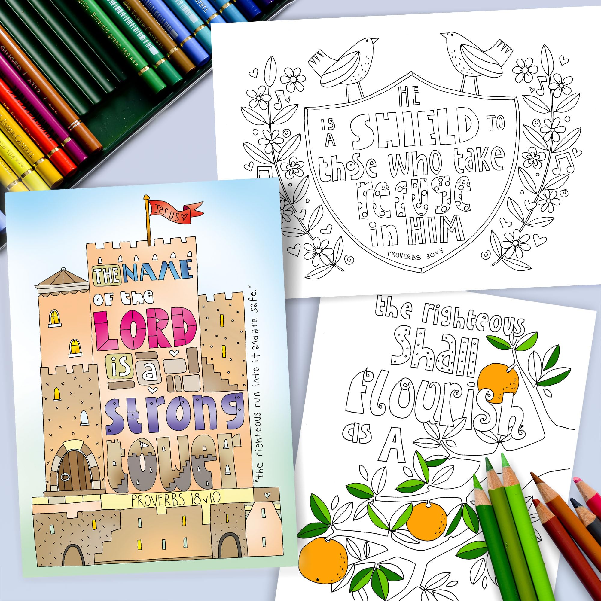 Christian Colouring Postcards, Proverbs, Pack of 10 different designs - Image 4