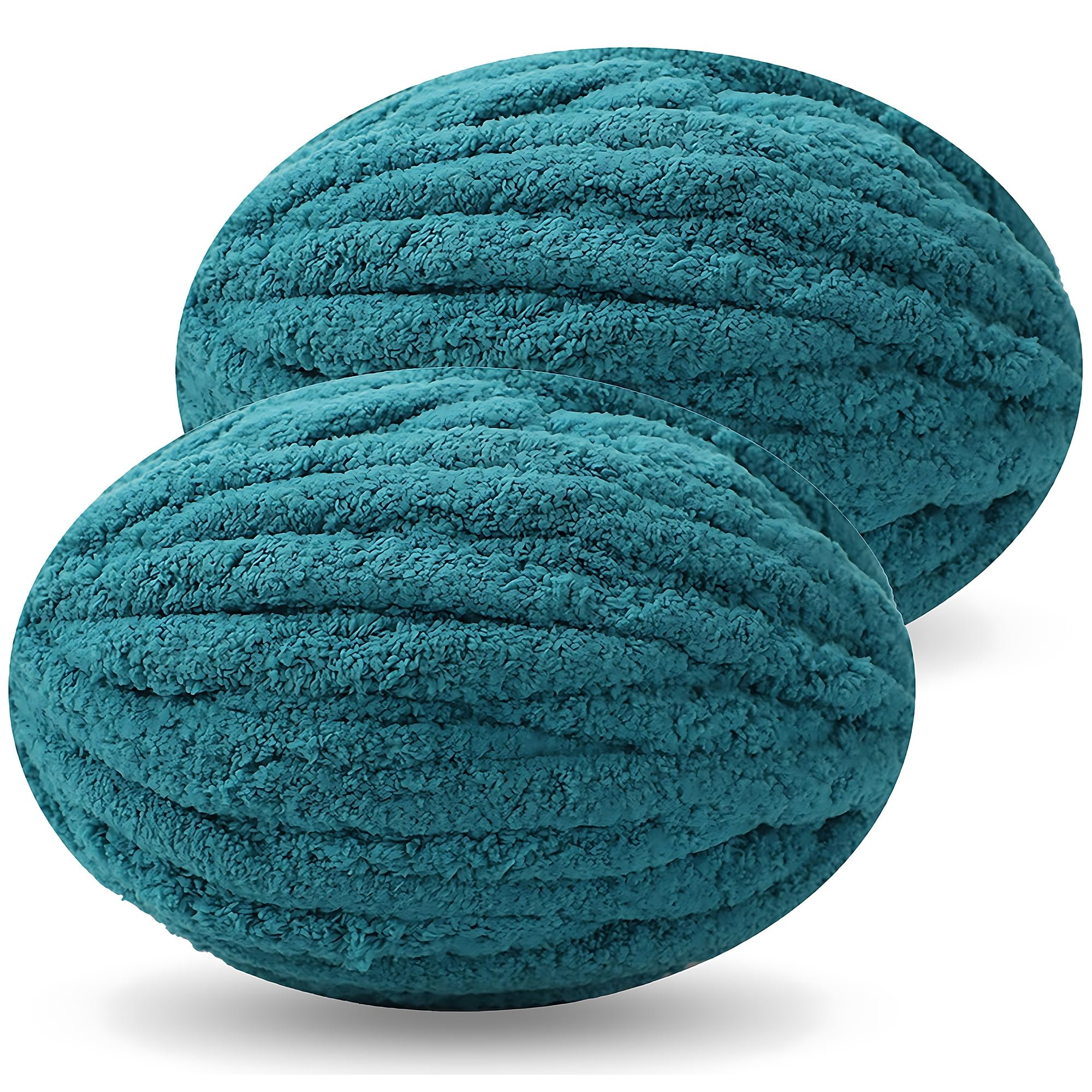 DISDADA Chunky Yarn for Hand Knitting 2 × 250g, Fluffy Thick Jumbo Wool Yarn Blanket (Denim Blue) — image 1