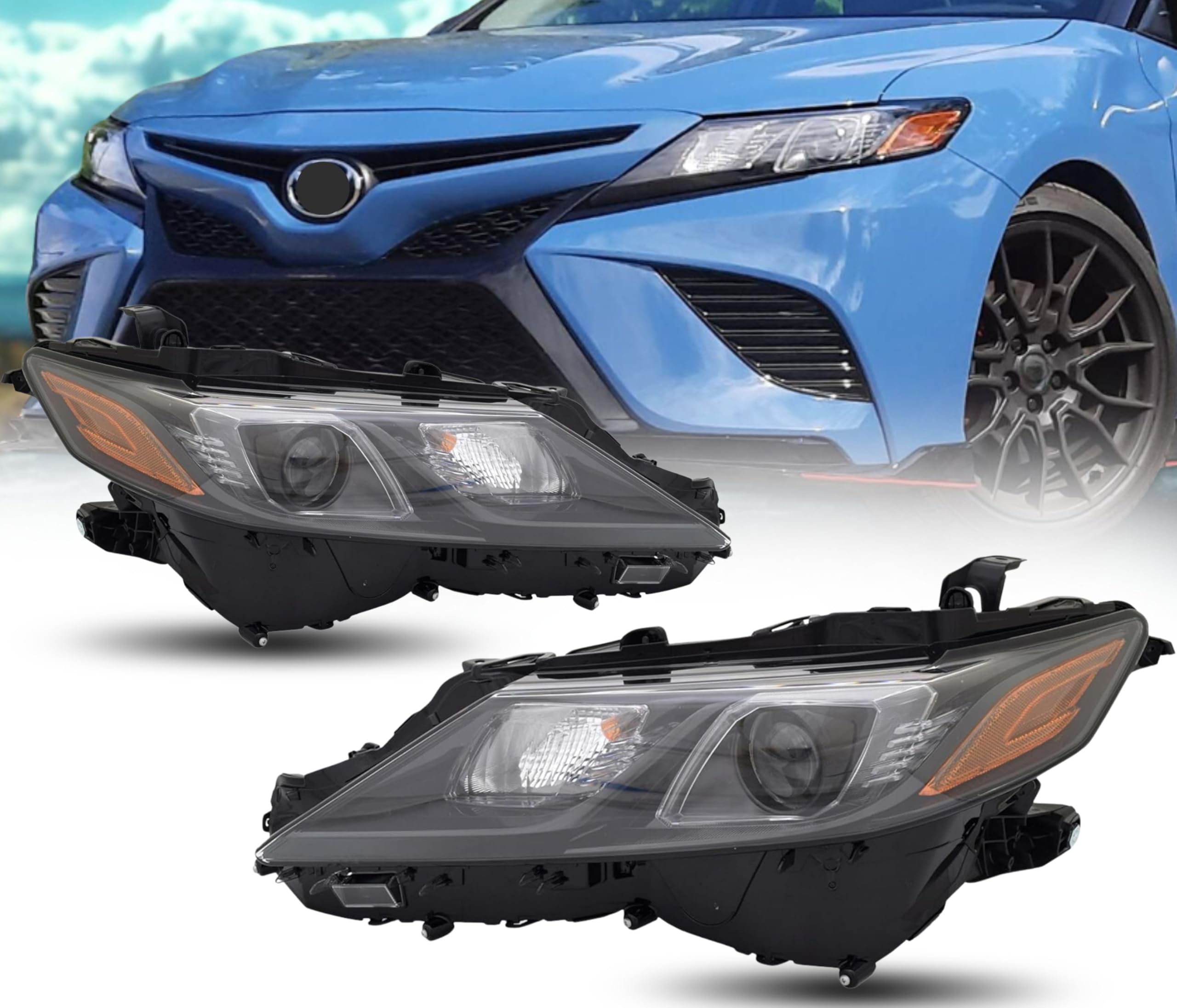 Headlight Assembly Replacement For Toyota 2020-2024 Camry TRD/XSE, 2021-2024 Camry SE Nightshade/SE/Hybrid SE with LED Right & Left Side Pair TO2503299, TO2502299 / 81110-06F60, 81150-06C20 CAPA