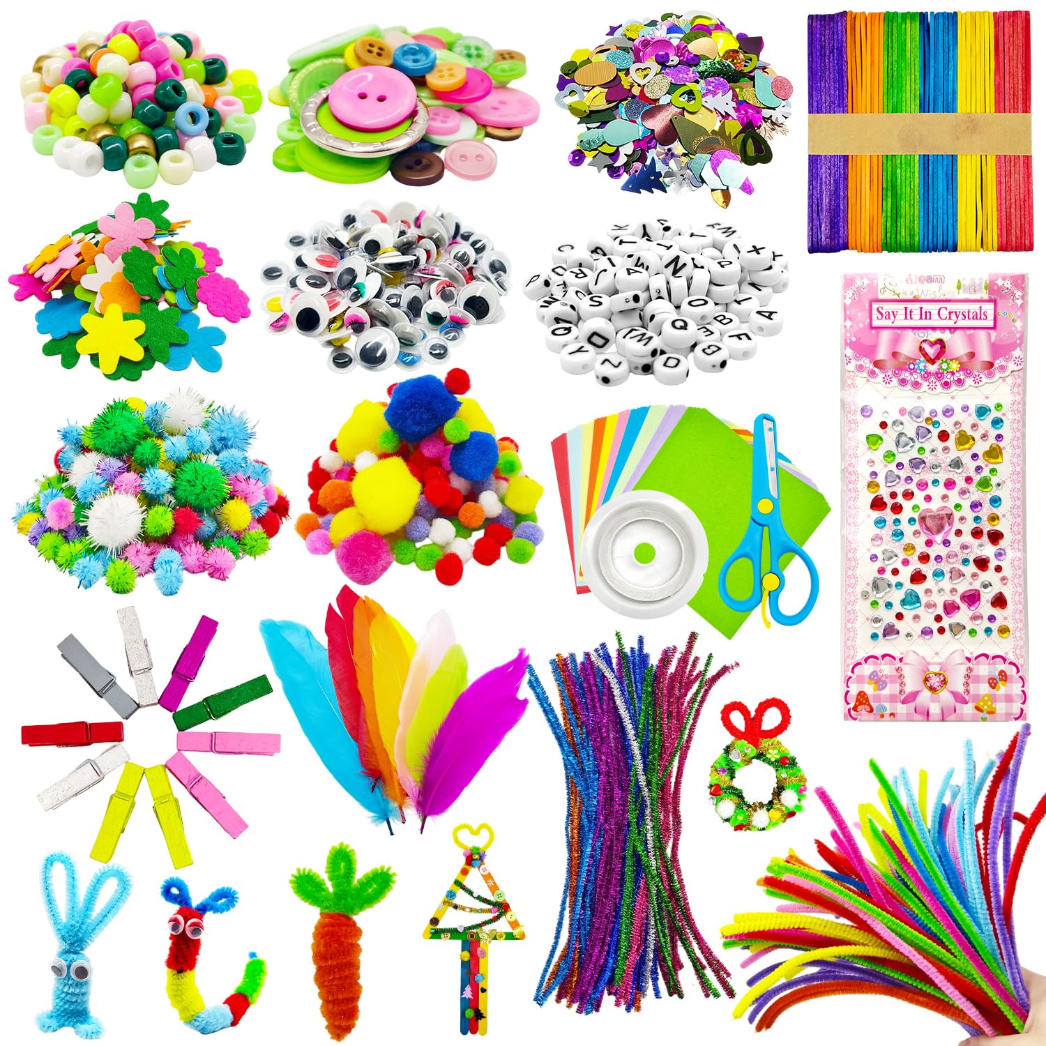 Yeefunjoy DIY Craft Kits for Kid, 1200PCS Kids Arts All in One DIY Supplies