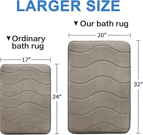 Vista 155 de Flamingo P Tapete de baño de espuma viscoelástica, extra largo, antideslizante, absorbente de agua, grueso, suave, lavable, 47 x 17 pulgadas