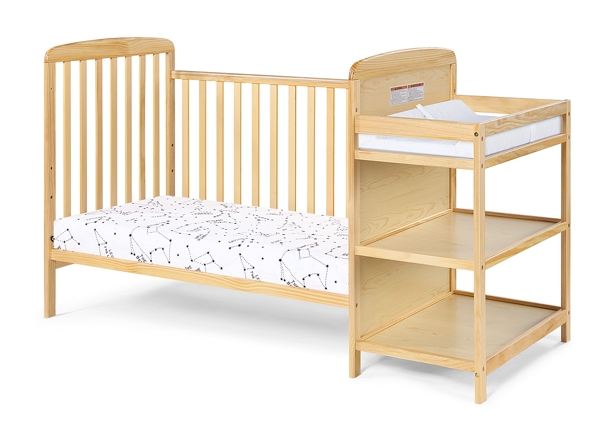 Goujxcy 5-in-1 Convertible Crib and Changer with Drawer, Crib and Changing Table Combo with Drawer, Converts to Toddler Bed, Daybed and Full-Size Bed (Brown)