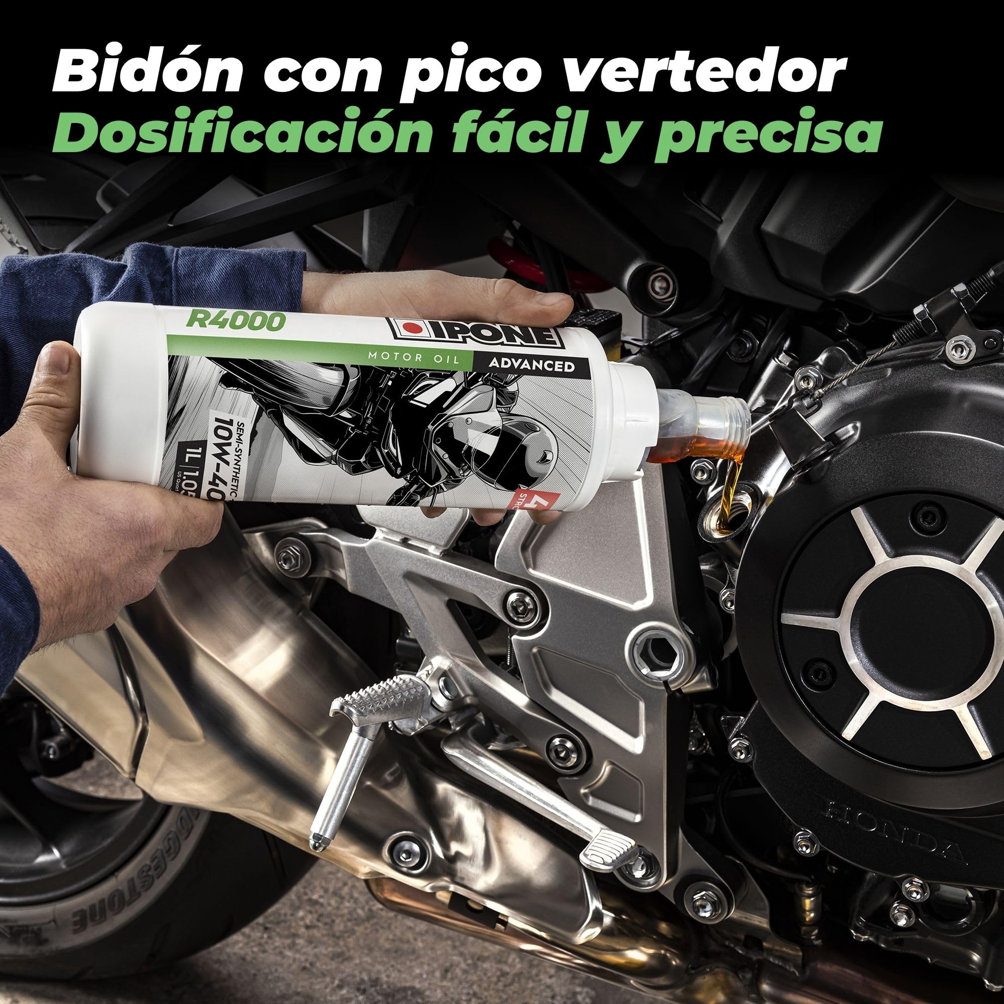 IPONE – Aceite de Motor para Moto 4 Tiempos 20W50 R4000 – Envase de 4 Litros – Semi-Sintético+ –Gama Advanced -Protección duradera del motor –Mayor vida útil del aceite –Limpieza del motor garantizada