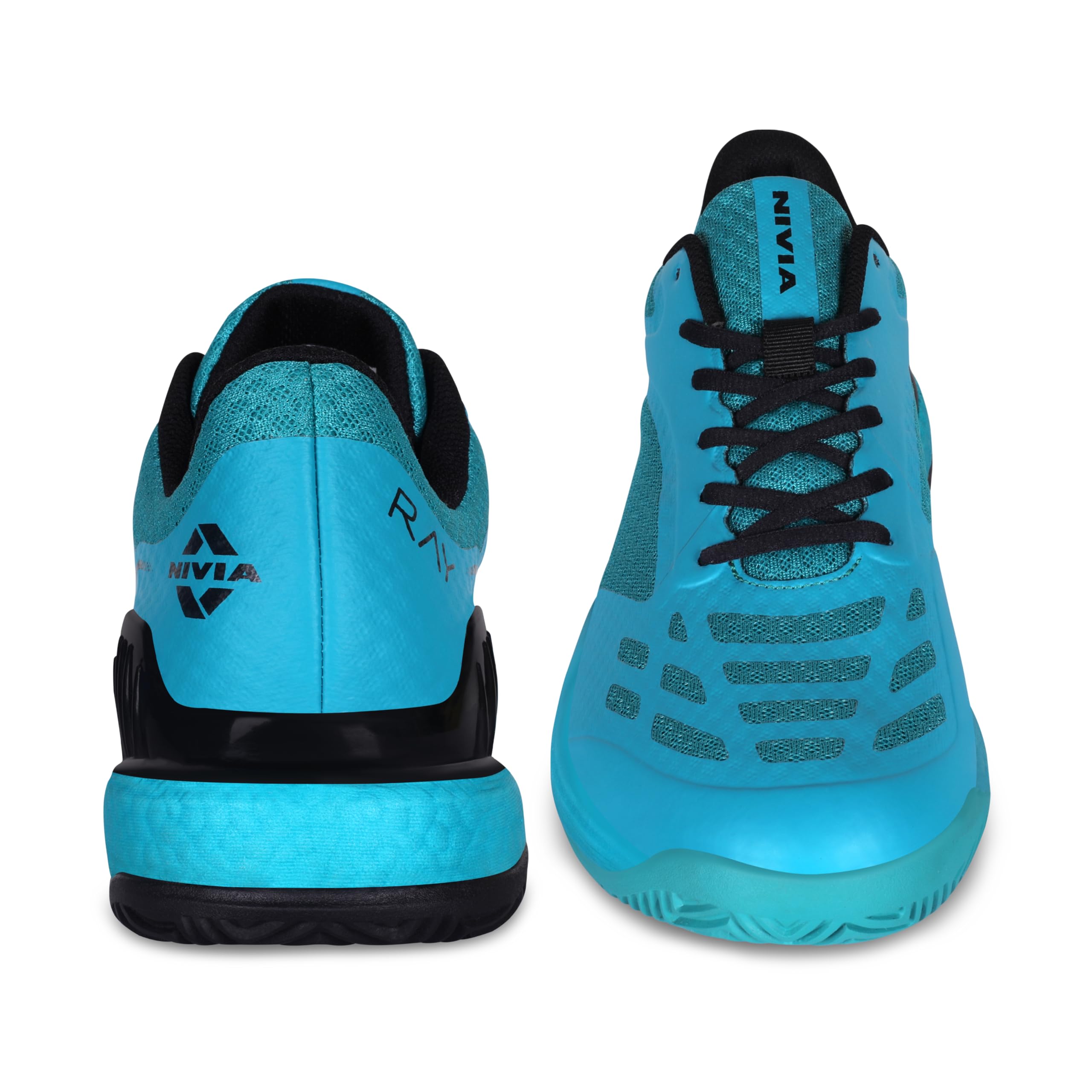 Nivia Ray 3.0 Tennis Shoes for Men – Durable Non-Marking Sole, Lightweight Mesh Upper, Superior Grip & Cushioning, Ideal for All Court Surfaces - UK10 (Turquoise) 4