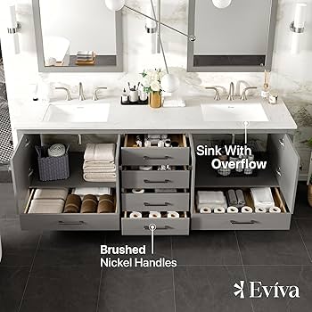 Amazon.com: Eviva Aberdeen 84 in. Gray Double Sink Bath