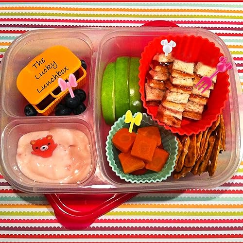 Miniatura 3 de BABORUI Palillos de comida con cabeza de ratón para niños, 40 piezas de mini arco de dibujos animados de frutas, bonitos tenedores Bento para
