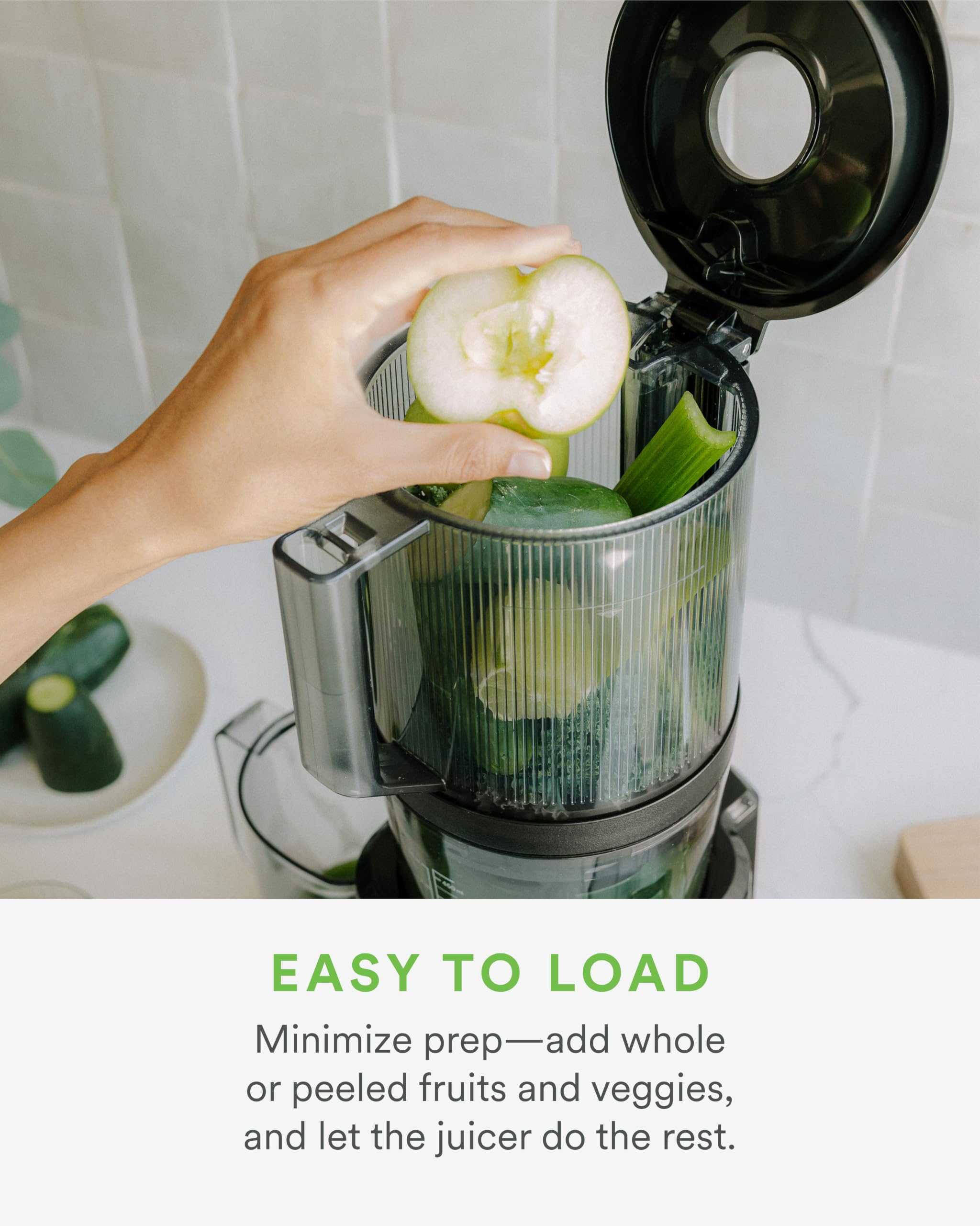 NAMA J2 - Exprimidor de prensa en frío, autoalimentable para operación manos libres, exprimidor masticante sin residuos para más jugo, menos